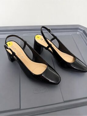 Unisa Black Patent Slingback Heels Size 8 NWOT
